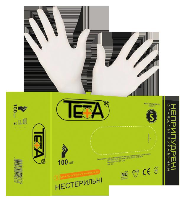 Рукавички медичні оглядові латексні неприпудрені Teta розмір М